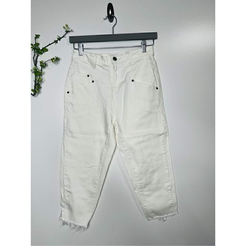 Helmut Lang White Crop Boyfriend Jeans Raw Hem